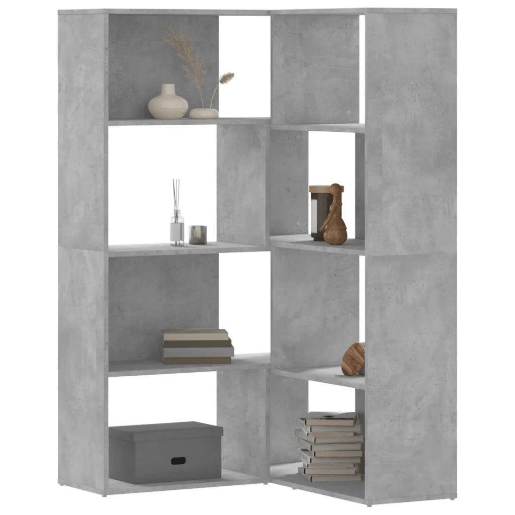 Libreria a 4 Ripiani-Scaffale per Libri-Mobile di Stoccaggio Grigio Cemento 85x85x140 cm in Truciolare