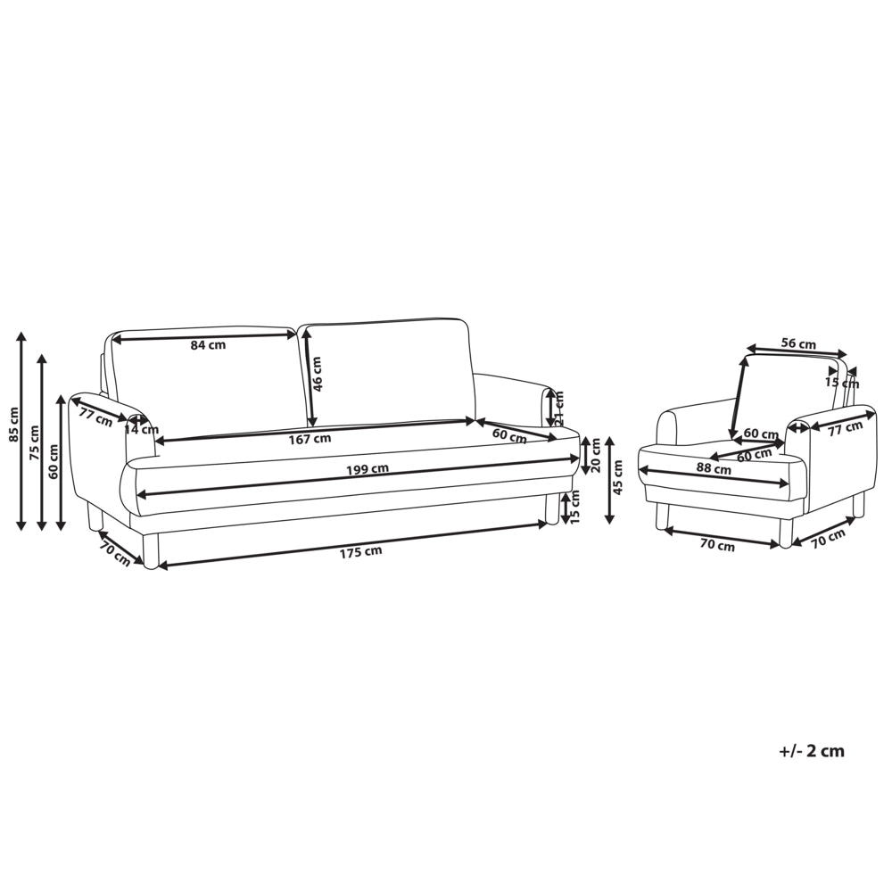 Set da salotto composto da divano a 3 posti e poltrona gambe in legno seduta spessa con rivestimento in tessuto bianco sporco soggiorno retrò classico