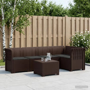 Divano da Giardino 5 Posti con Cuscini Stile Rattan PP Marrone 3444075