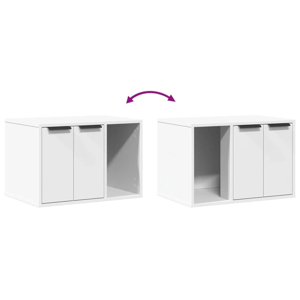 Mobiletto per lettiera per gatti in legno ingegnerizzato bianco 02_0043312