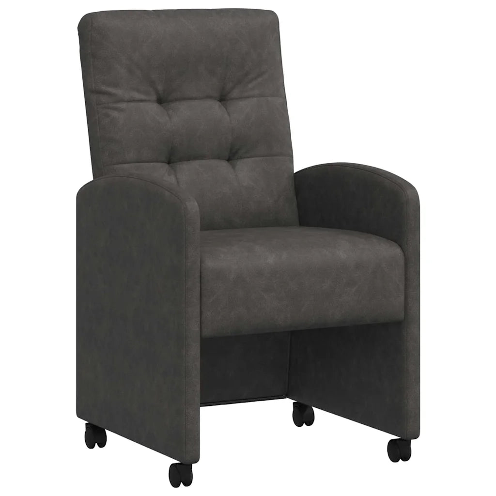 Sedie da Pranzo con Ruote con ruote 2 pcs Nero 58 x 67 x 97 cm