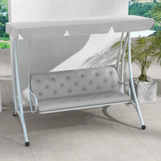 Cuscino per panca 150x98x8 cm in poliestere, grigio chiaro, con 6 lacci di fissaggio e imbottitura in schiuma