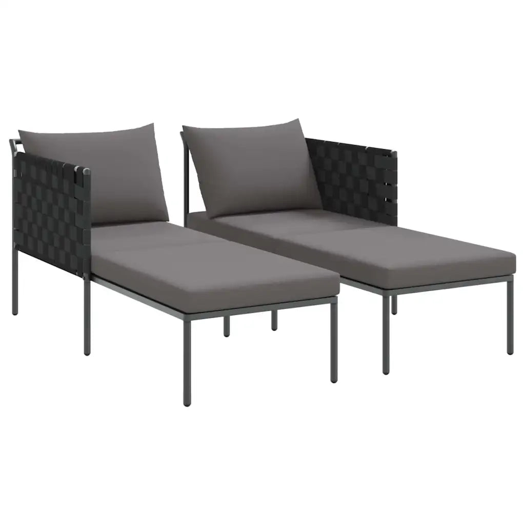 Lettino da Sole con cuscino Antracite 153 x 115 x 69.5 cm 42004135