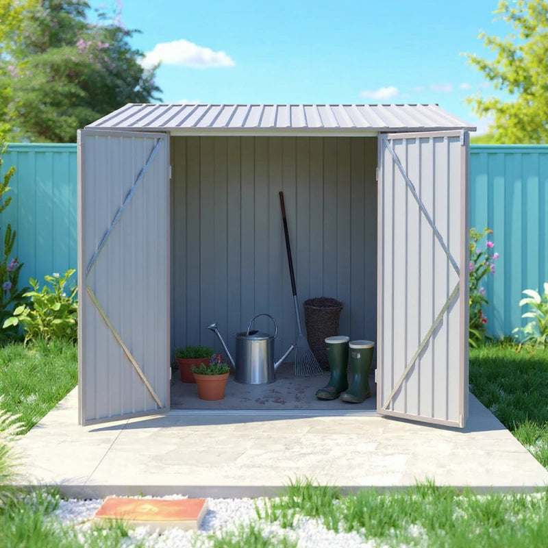 Casetta da giardino in metallo monopendenza - LEGNO VECCHIO - 3,31 mÂ²