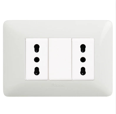 Kit base punto doppia presa bivalente bticino matix bianco pezzi 5
