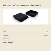 Sostegni per tavolo in silicone 6 pezzi - Pads quadrati - Protezione per superfici - Riciclabili - Facili da pulire - 9,8 x 9,8 x 0,3 cm - Supporti per bicchieri