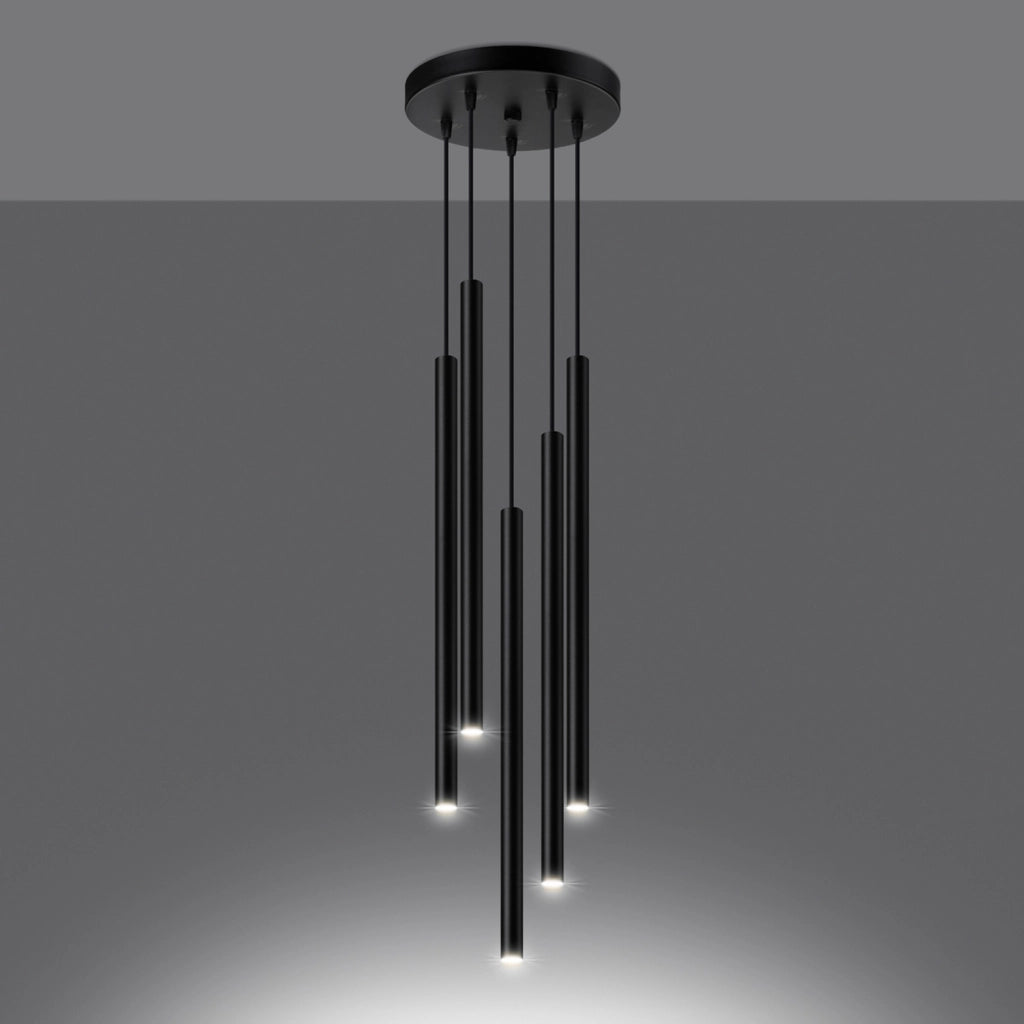 Lampada a sospensione nera 5 tubi G9 VELINO Pure Lume
