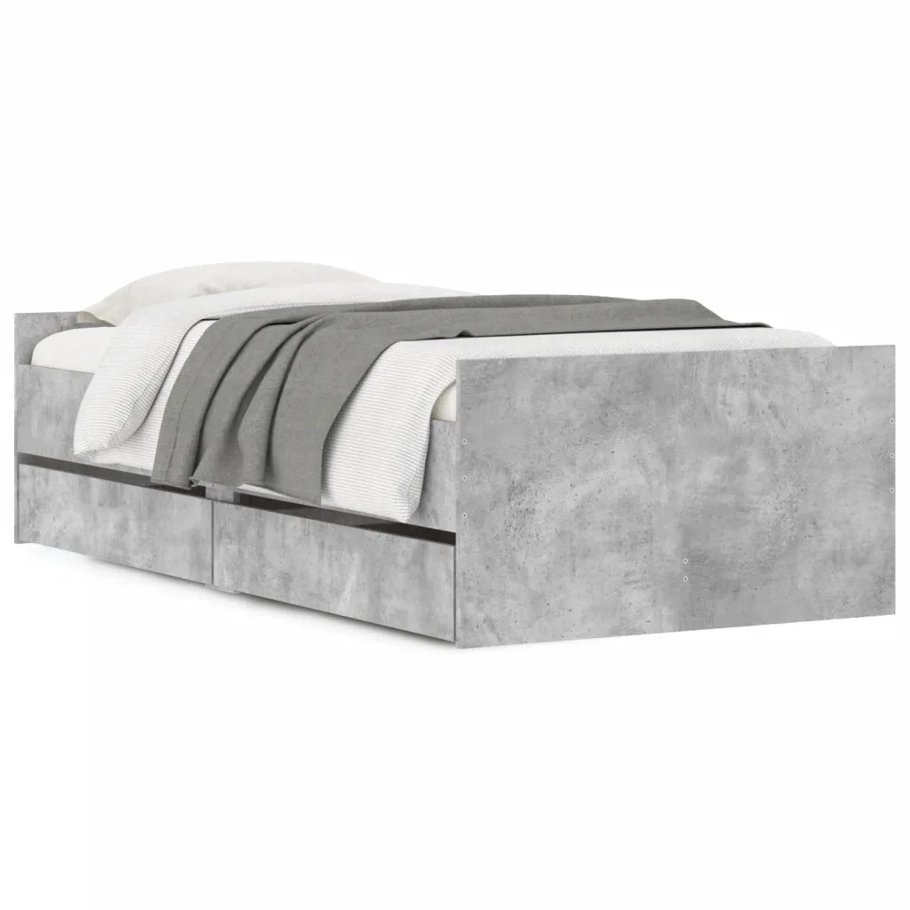 Giroletto con Cassetti Grigio Cemento 75x190 cm Small Single 3207388