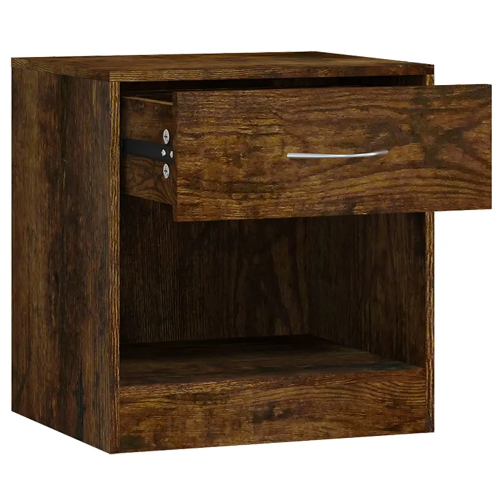Set di 2 Comodini | Armadio da Notte | Mobiletto da notte con Cassetto Rovere Fumo