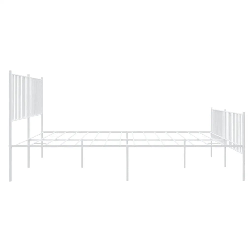 Giroletto con Testiera e Pediera-Struttura Letto Metallo Bianco 193x203 cm 305409