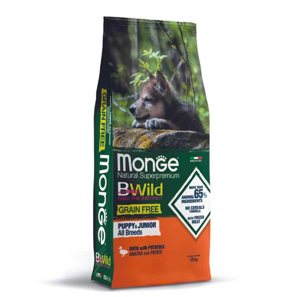 Monge Dog Bwild Grain Free Puppy Junior All Breed Anatra e Patate 12kg