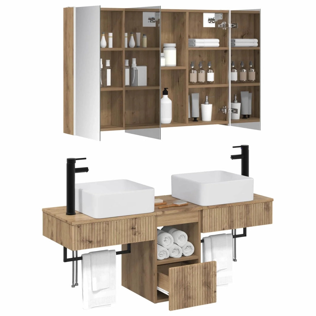 Set di Armadi da Bagno 4 pcs Rovere Artigianale 3406310