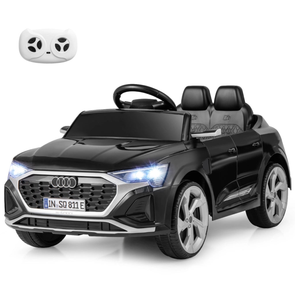 Auto elettrica per bambini audi sq8 licenziata, Veicolo 12V con telecomando clacson luci LED musica e 3 velocit¨¤ Nero-Macchinine giocattoli