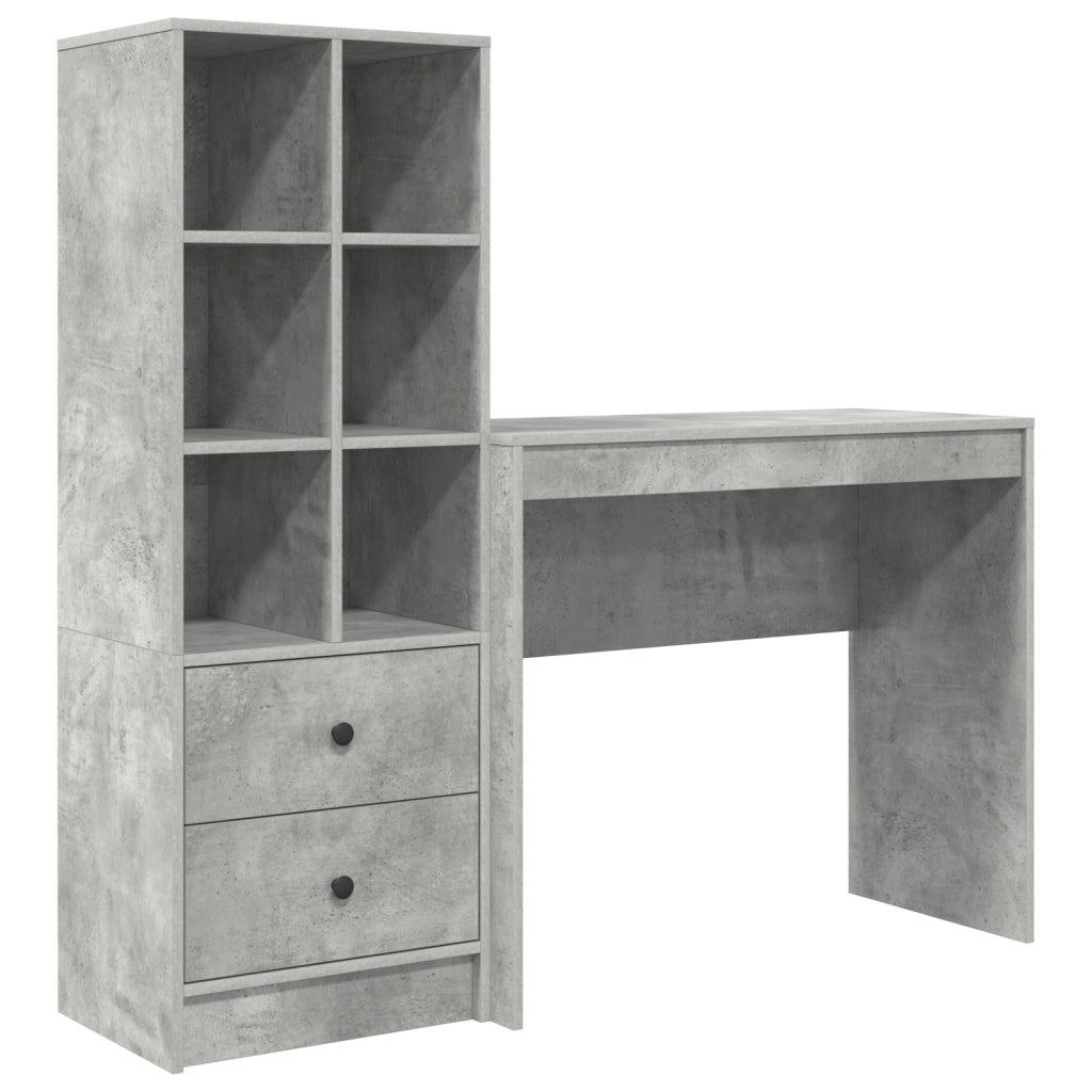 Scrivania con Storage Grigio Cemento Legno Ingegnerizzato