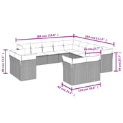 Set Divano da Giardino 13 pz con Cuscini Beige in Polyrattan