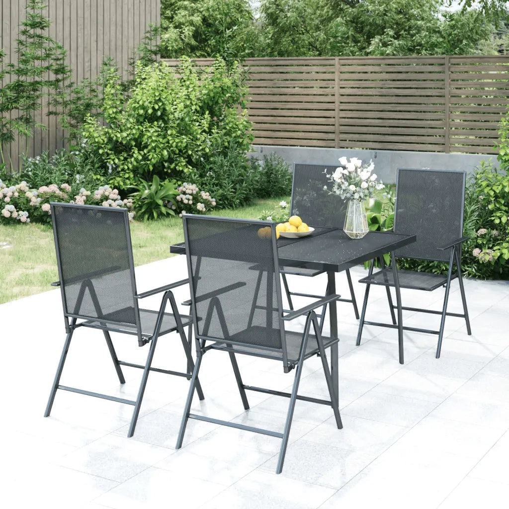Set da Pranzo da Giardino 5 pz | Set Salotto da Giardino in Acciaio Antracite