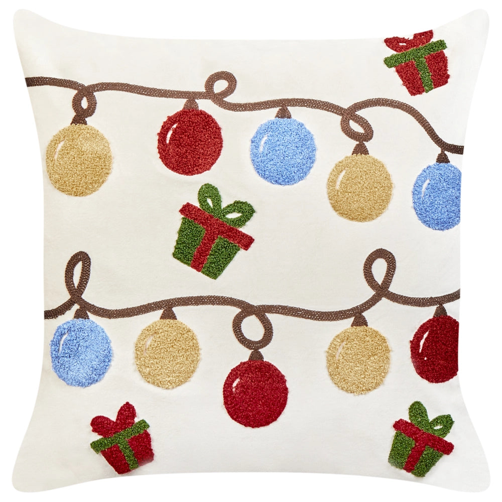 Set di 2 cuscini sparsi in tessuto di velluto bianco Motivo natalizio 45 x 45 cm Accessorio per la decorazione