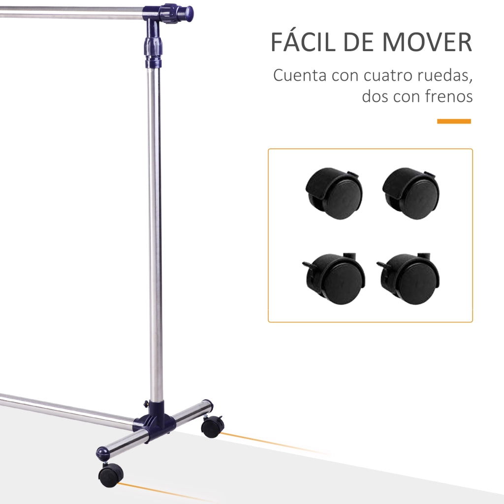 Appendiabiti 4 Ruote Regolabile in Acciaio Inox ¨C zephmum ¨C 95x45x170cm