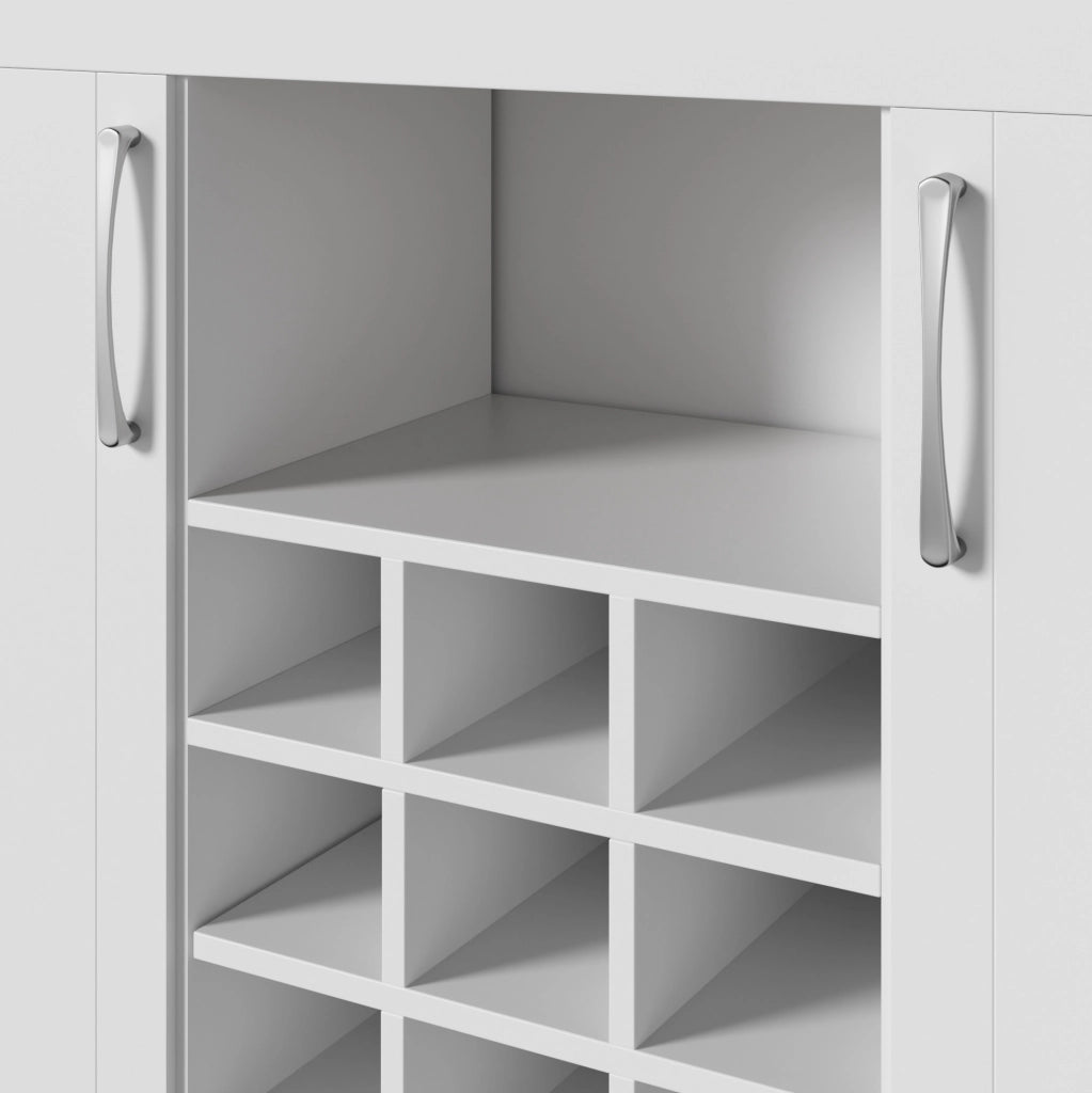Credenza cucina 106x39x175 cm bianco e legno con vetrine