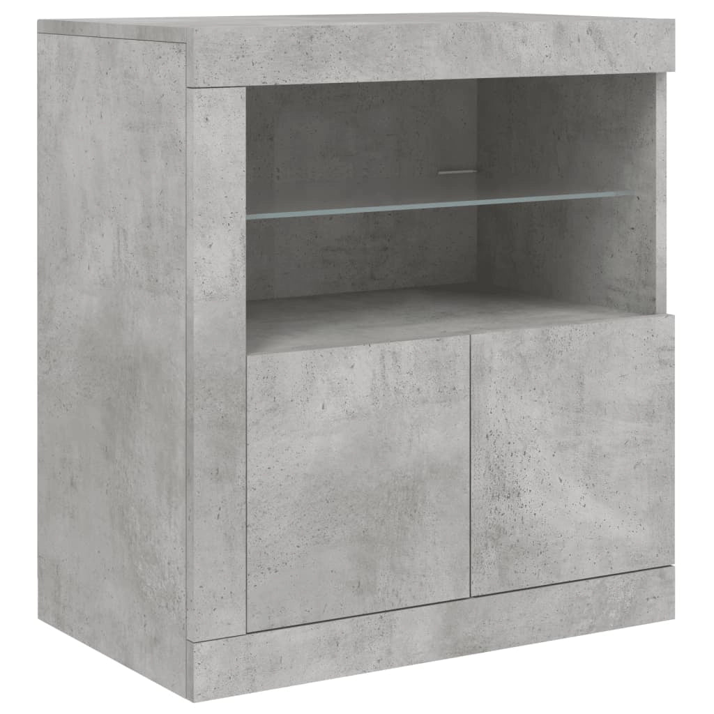 Credenza cassettiera armadio mobile contenitore organizer per cucina soggiorno salotto con luci LED 181,5 x 37 x 67 cm grigio 02_0029987
