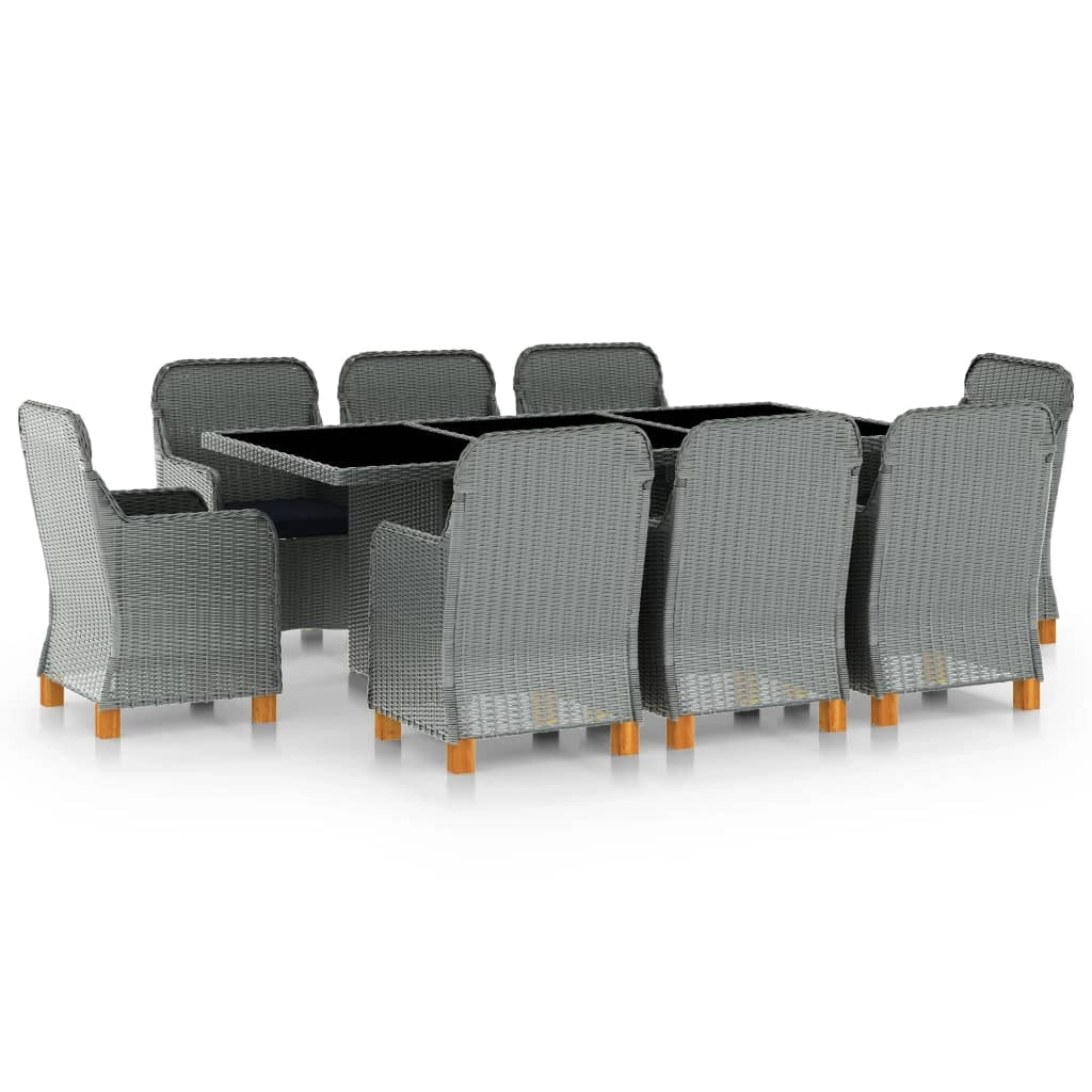 Set da pranzo da 9 pezzi con cuscini resina intrecciata grigio chiaro 02_0014640