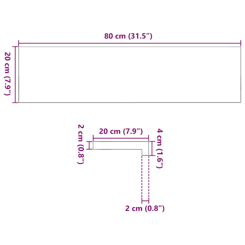 Davanzali 2 pz Marrone Scuro 80x20x2 cm Legno Massello Rovere CFW1985711