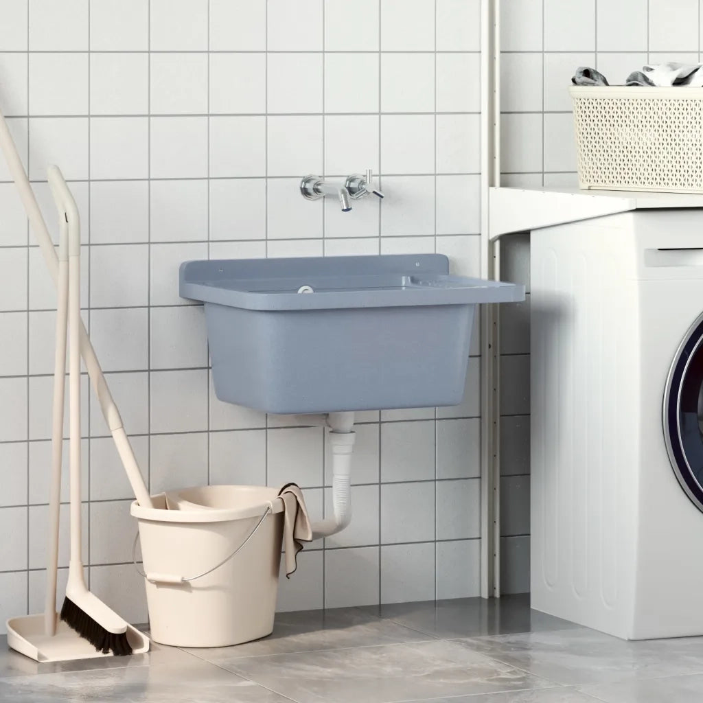 Lavabo a Parete-Lavandino-Lavello Grigio 60x40x28 cm in Resina