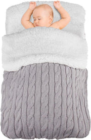 Coperta di Ricamo per Bambini Invernale - 0-6 Mesi - Coperta di Ricamo con Fleece con Sacca da Soggiorno - Sacca da Soggiorno morbida per Ragazzi e Ragazze (Grigio)