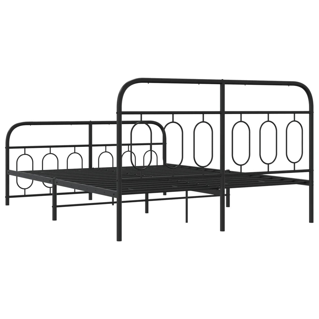 Giroletto con Testiera e Pediera-Struttura Letto Metallo Nero 135x190 cm 546156