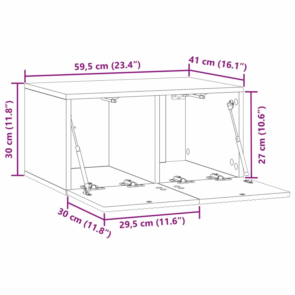 Mobile Porta TV da Muro Bianco 59,5 x 41 x 30 cm 898505