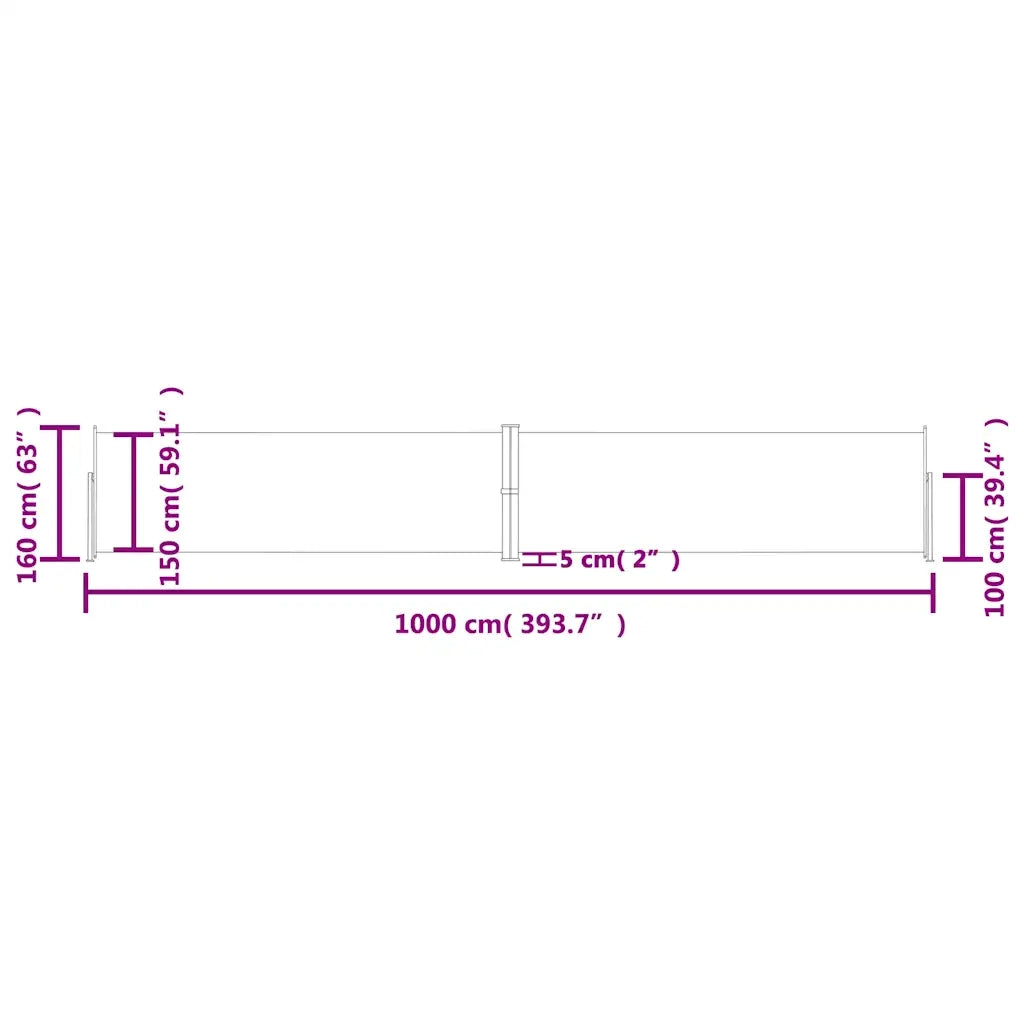 Tenda da Sole Laterale Retrattile-Tenda parasole per balcone per giardino Nera 160x1000 cm 226652