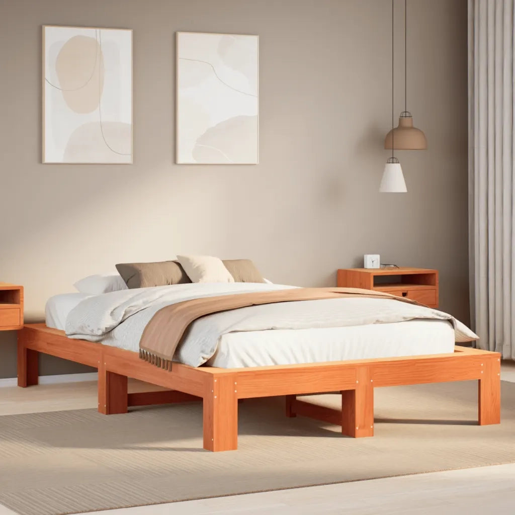 Letto senza Materasso Marrone Cera 120x200 cm in Legno di Pino 3308743