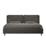 BS COM Letto matrimoniale king size senza rete imbottito 200x210 microfibra grigio