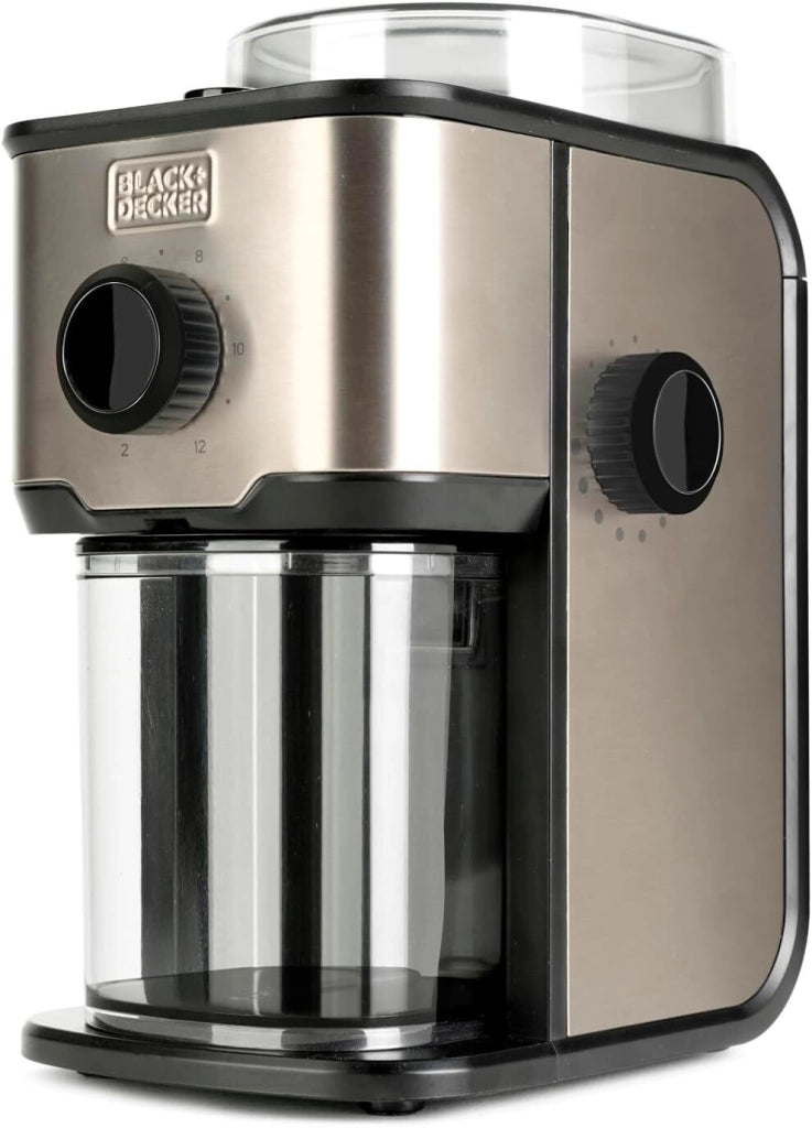 Black+decker BXCG151E Macinacaffe' Elettrico 150W Serbatoio 200g 14 Livelli di Macinatura 12 Tazze colore Inox