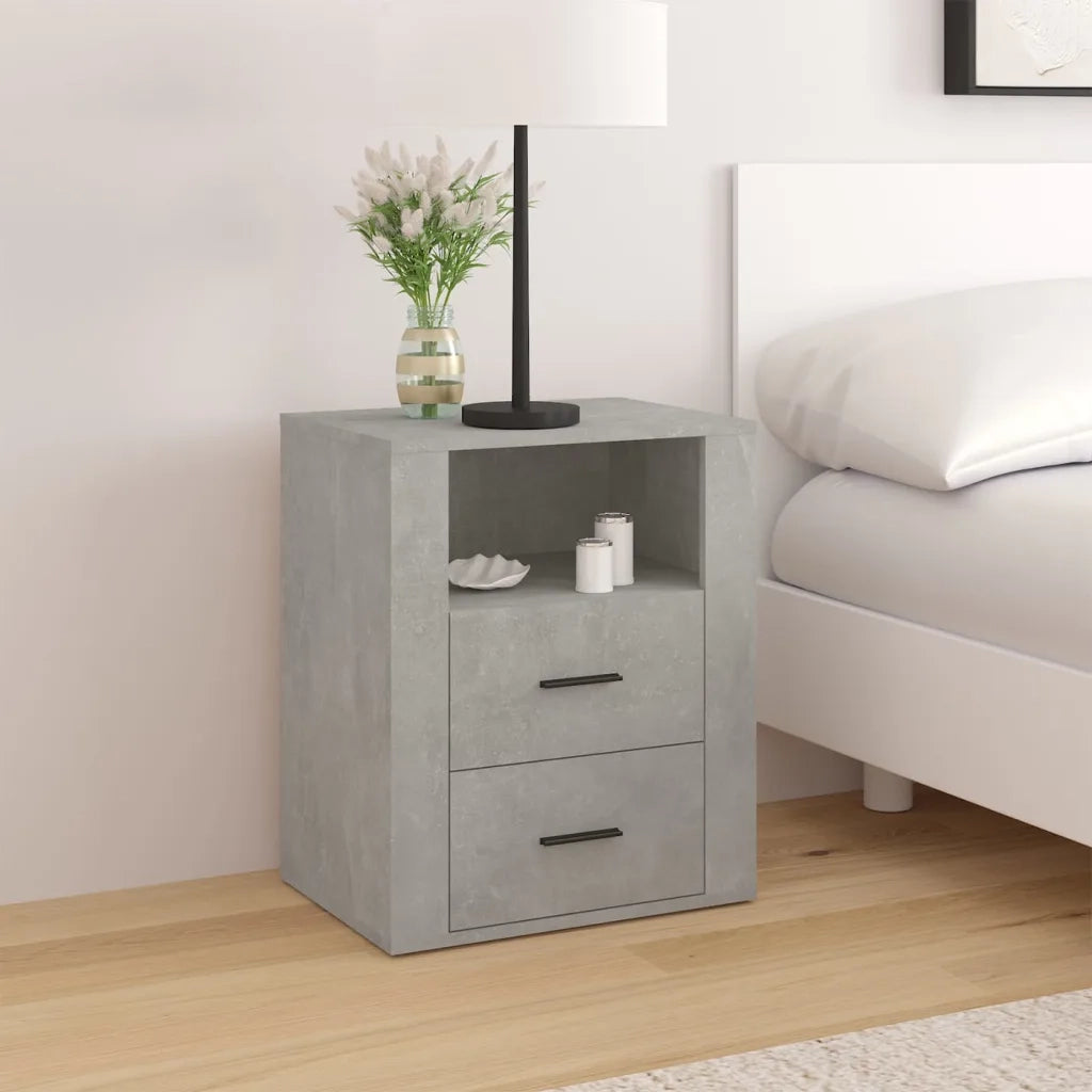Comodino-Tavolino da notte Grigio Cemento 50x36x60 cm in Legno Multistrato 329940