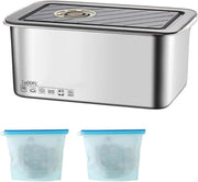 Set di contenitori in acciaio inossidabile con coperchio - 5900 ml - congelatore - sacchetti congelabili riutilizzabili - per frigorifero, forno a microonde, forno