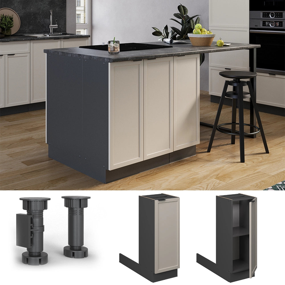 Vicco Isola da cucina GrigioBeige 30 cm senza piano di lavoro