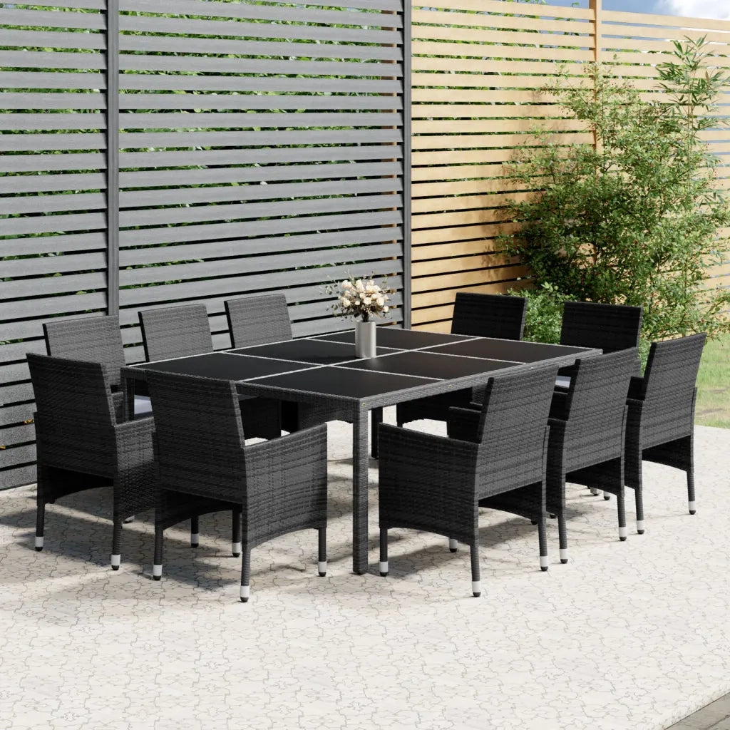 Set da Pranzo per Giardino 11 pz in Polyrattan Grigio cod mxl 37947