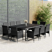 Set da Pranzo per Giardino 11 pz in Polyrattan Grigio cod mxl 37947