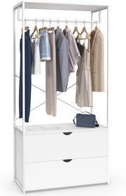 Armadio a 2 cassetti L. 80 cm BROOKLYN legno bianco e metallo bianco