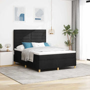 Letto a Sorgente LED con materasso Nero 160 x 200 cm Tessuto