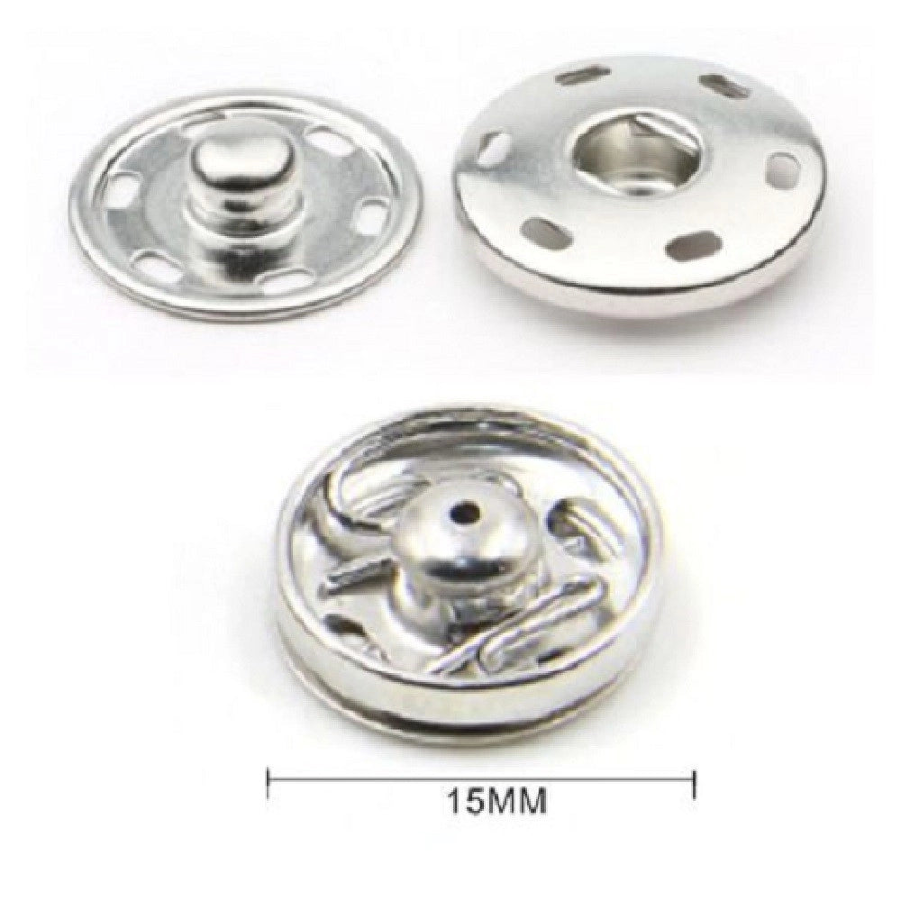 Trade Shop - Set 12 Paia Di Bottoni Automatici A Pressione ø 15 Mm Accessori Per Cucito 52987 -