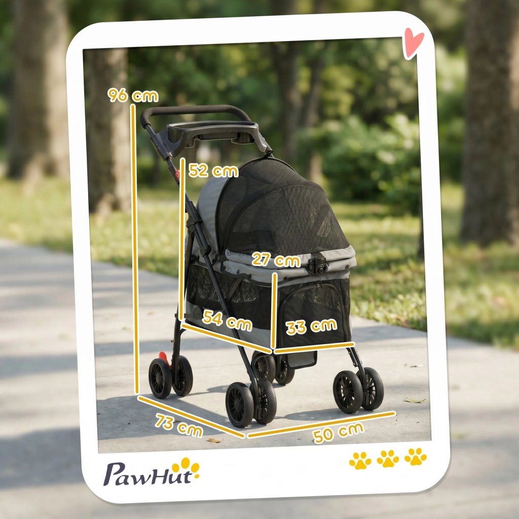 Passeggino per cani 73 x 50 x 96 cm pieghevole aerato per passeggiata salotto terrazzo moderno essenziale in tessuto oxford grigio 21_0007268