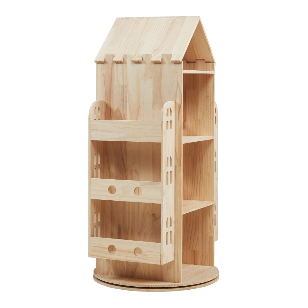 Libreria Girevole per Cameretta Sanköre Scaffale Rotante Design Casetta 122x64x43 cm Legno Naturale [en.casa]
