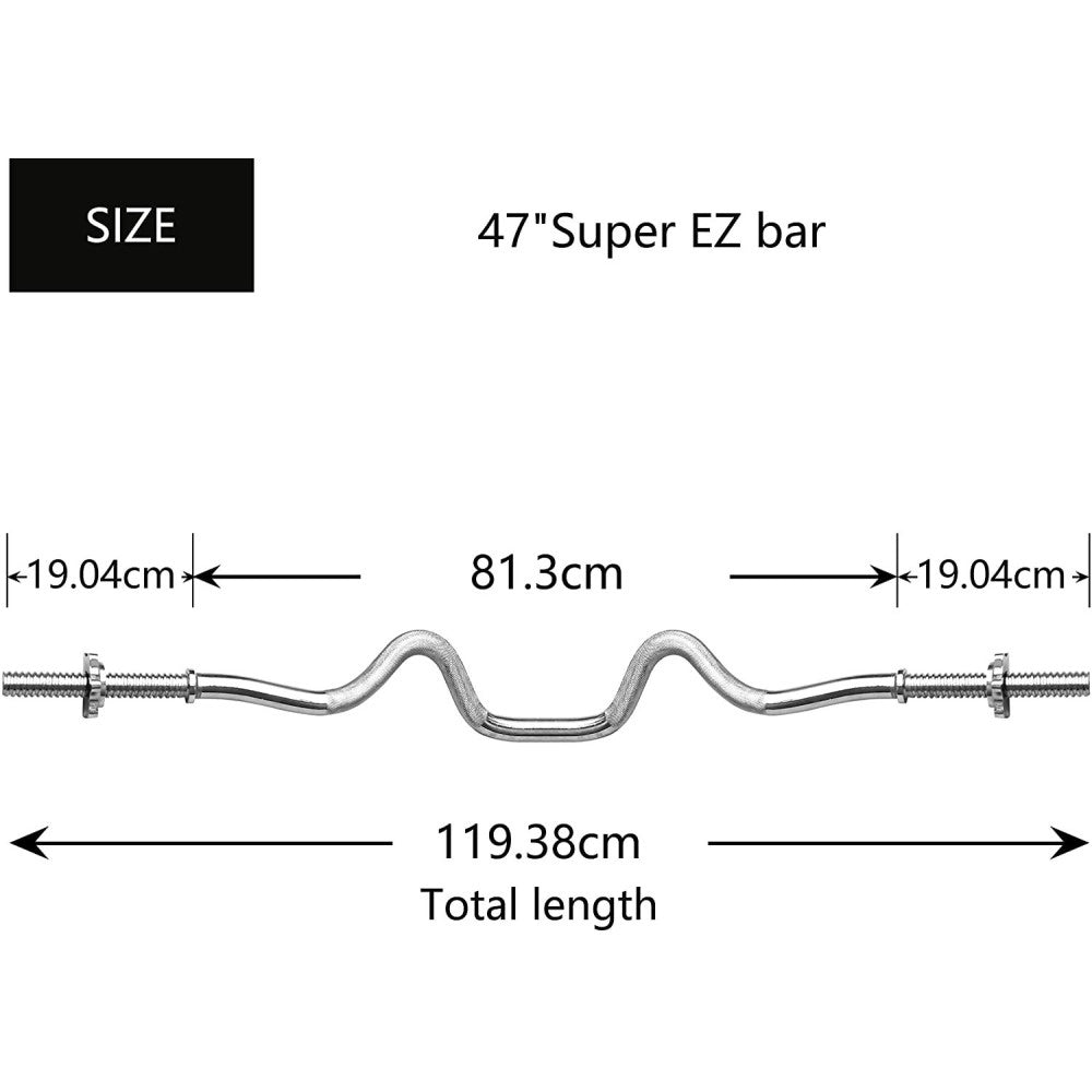 Trade Shop - Bilanciere Curl Curvo Ondulato 150cm Con Ferma Dischi Per Sollevamento Pesi -