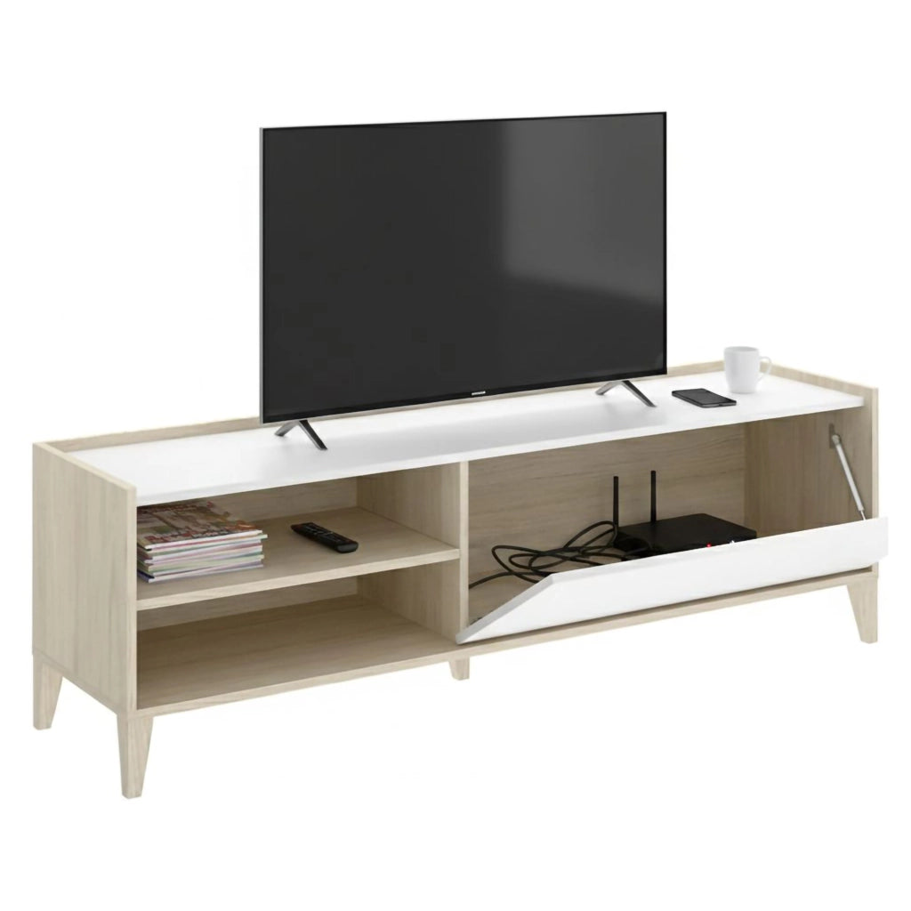Woodland, Mobile Porta tv Modulabile, 43x155x50h cm Bianco