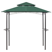 Gazebo Beige Tessuto Verde Scuro Acciaio 240 x 148 cm Telaio in metallo Tettoia con ganci e mensole Padiglione da giardino