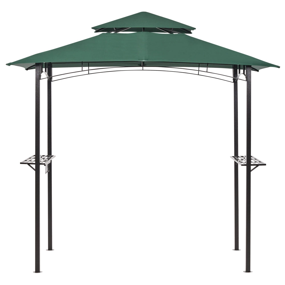 Gazebo Beige Tessuto Verde Scuro Acciaio 240 x 148 cm Telaio in metallo Tettoia con ganci e mensole Padiglione da giardino