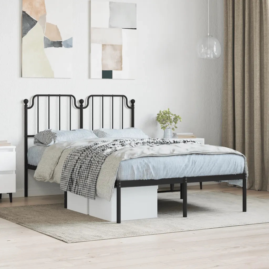Giroletto con Testiera-Struttura Letto con testiera in Metallo Nero 120x190 cm 153373
