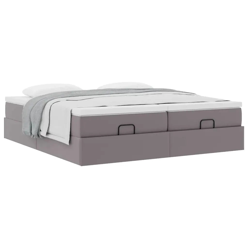 vidaXL Struttura Letto Pouf con Materassi Grigio 160x200 cm Similpelle
